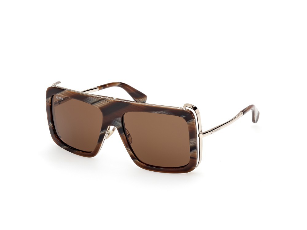 Occhiali da sole MaxMara Jean MM0119 (62E) colore corno marrone - oro pallido lucido forma rettangolare lenti marrone