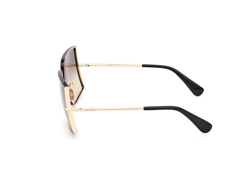 Occhiali da sole MaxMara MM0120 (05A) colore nero lucido - oro pallido lucido forma rettangolare lenti fumo grad.