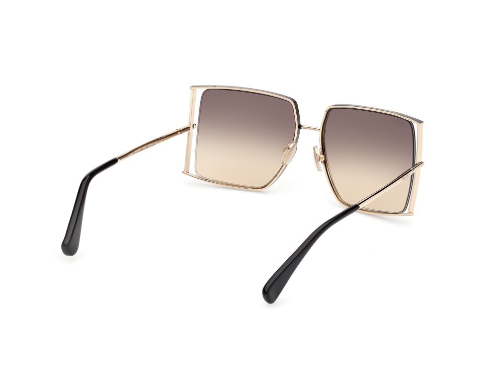 Occhiali da sole MaxMara MM0120 (05A) colore nero lucido - oro pallido lucido forma rettangolare lenti fumo grad.
