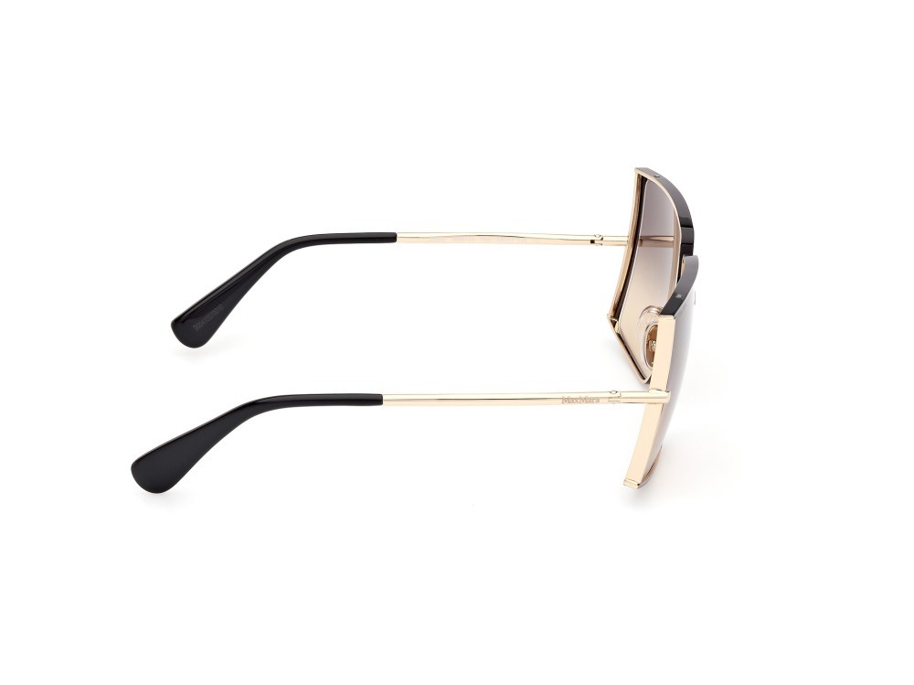 Occhiali da sole MaxMara MM0120 (05A) colore nero lucido - oro pallido lucido forma rettangolare lenti fumo grad.