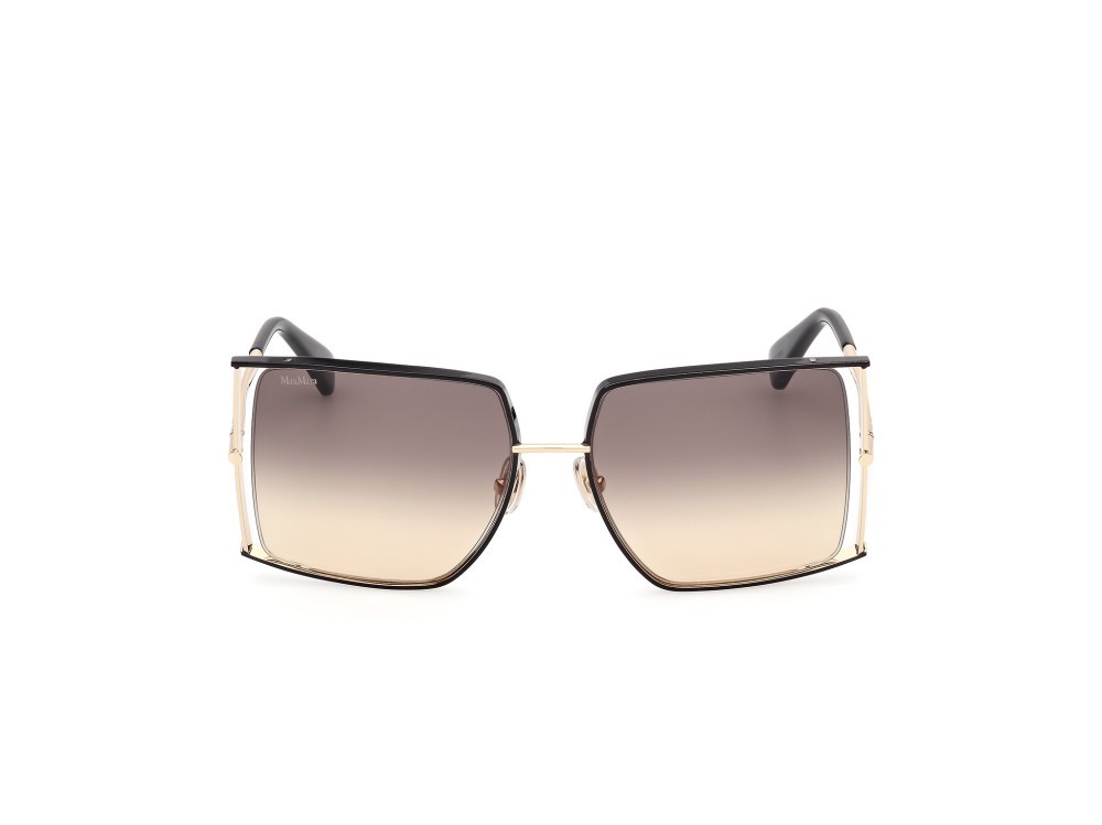 Occhiali da sole MaxMara MM0120 (05A) colore nero lucido - oro pallido lucido forma rettangolare lenti fumo grad.