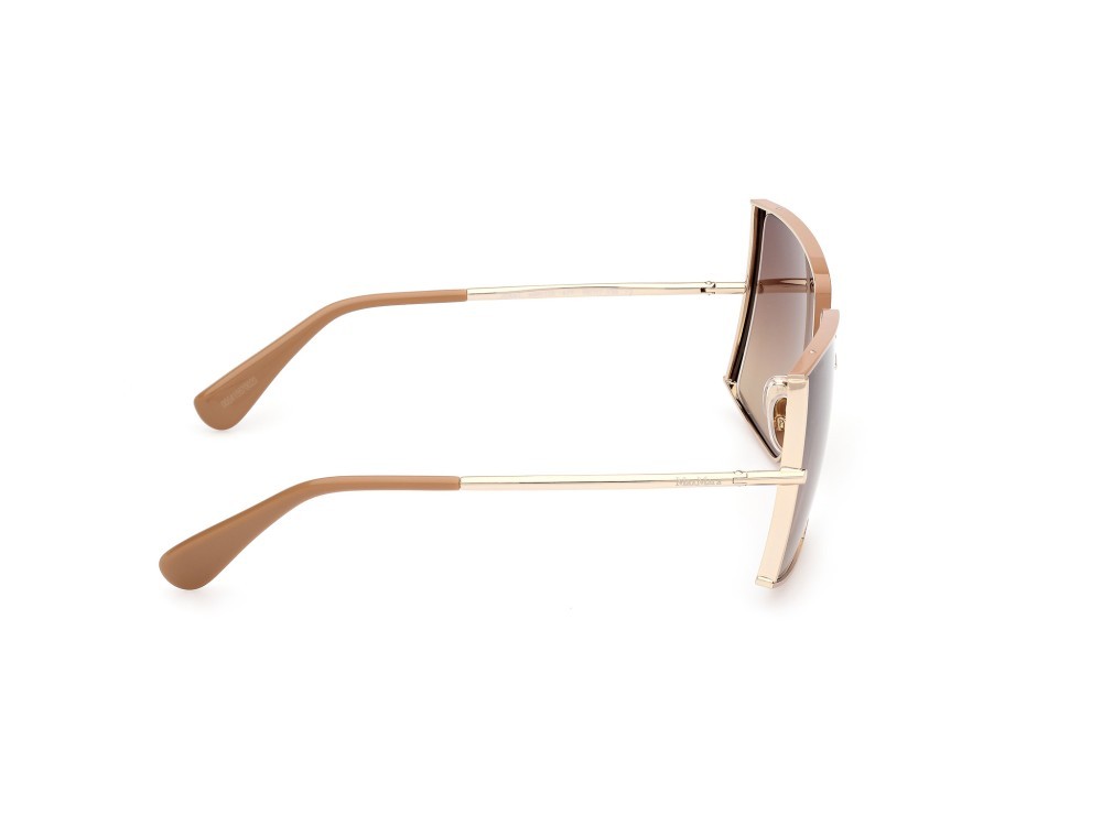 Occhiali da sole MaxMara MM0120 (47F) colore marrone chiaro lucido - oro pallido lucido forma rettangolare lenti marrone sfumato 