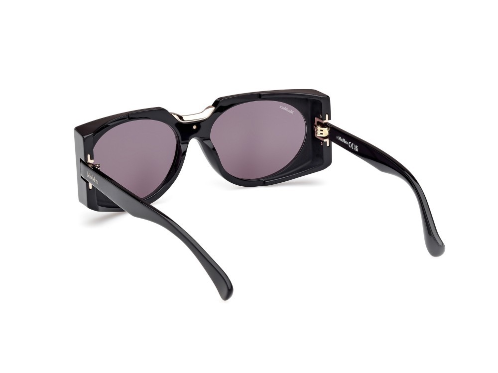 Occhiali da sole MaxMara Spark5 MM0123 (01A) colore nero lucido forma rettangolare lenti fumo