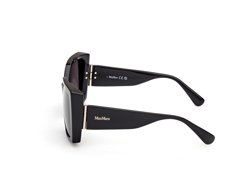 Occhiali da sole MaxMara Hinge MM0131 (01A) colore nero lucido forma quadrato lenti fumo