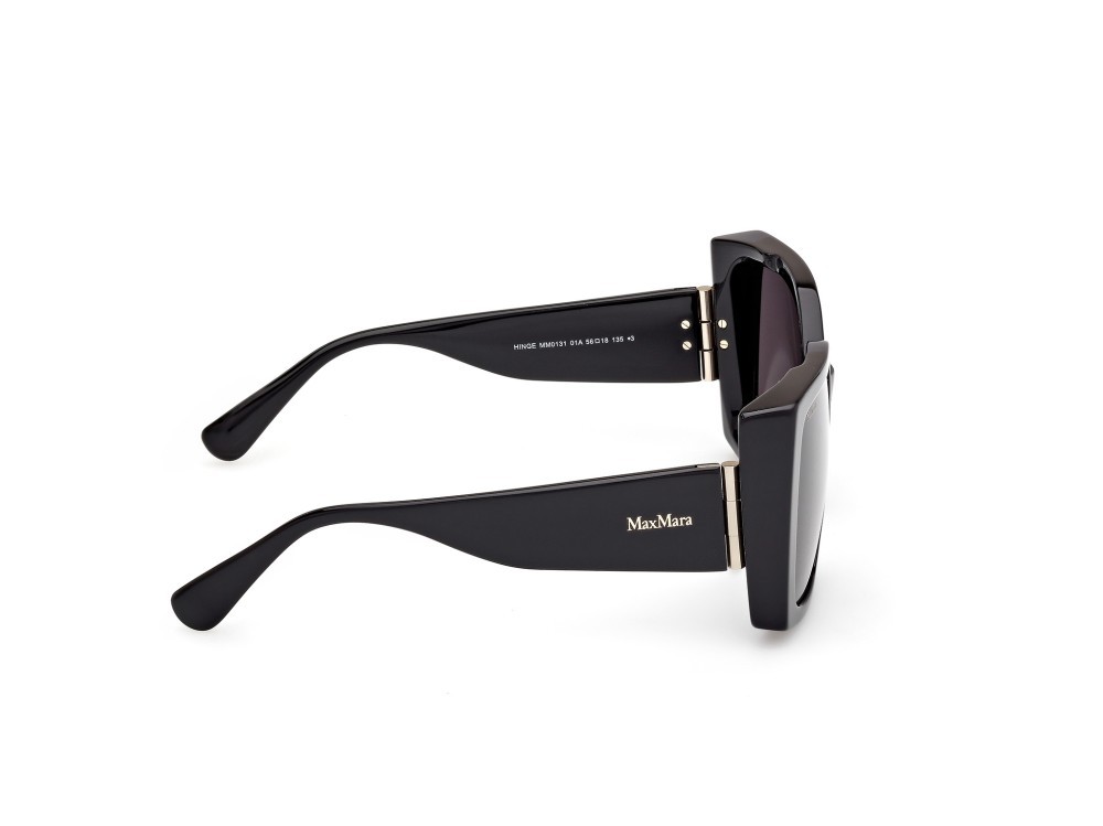 Occhiali da sole MaxMara Hinge MM0131 (01A) colore nero lucido forma quadrato lenti fumo