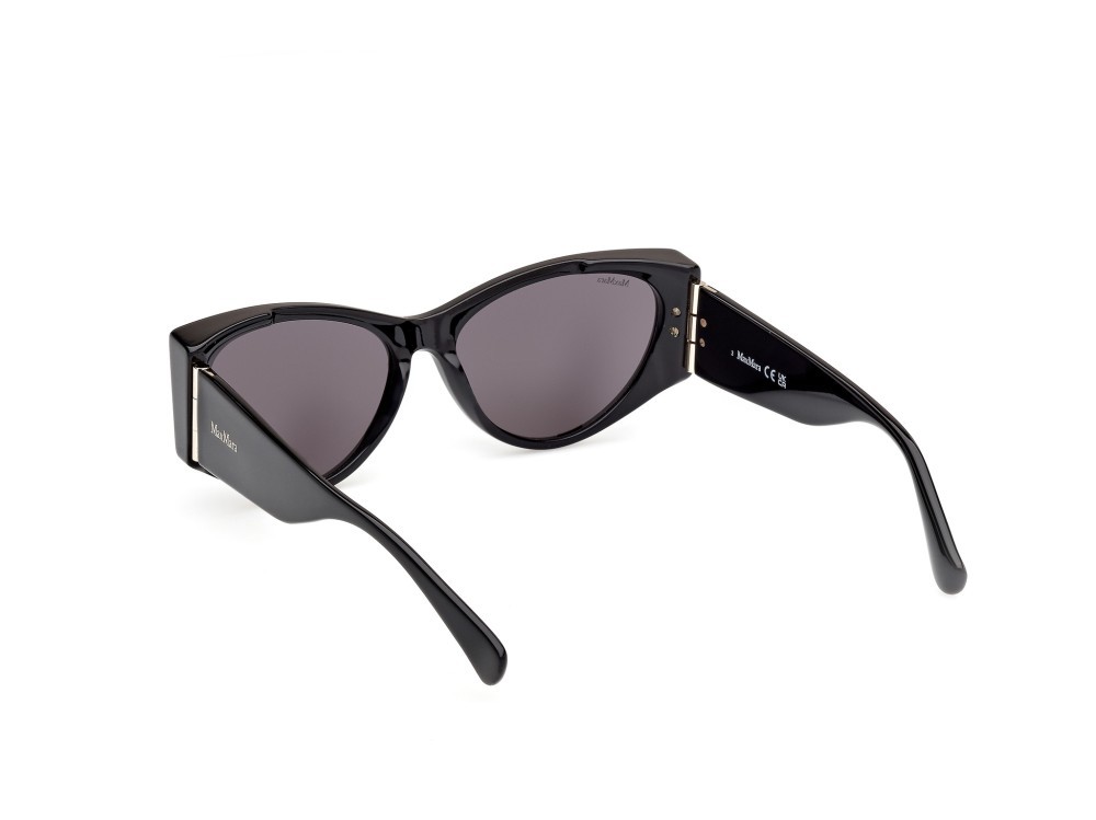 Occhiali da sole MaxMara Hinge-1 MM0132 (01A) colore nero lucido forma cat eye lenti fumo