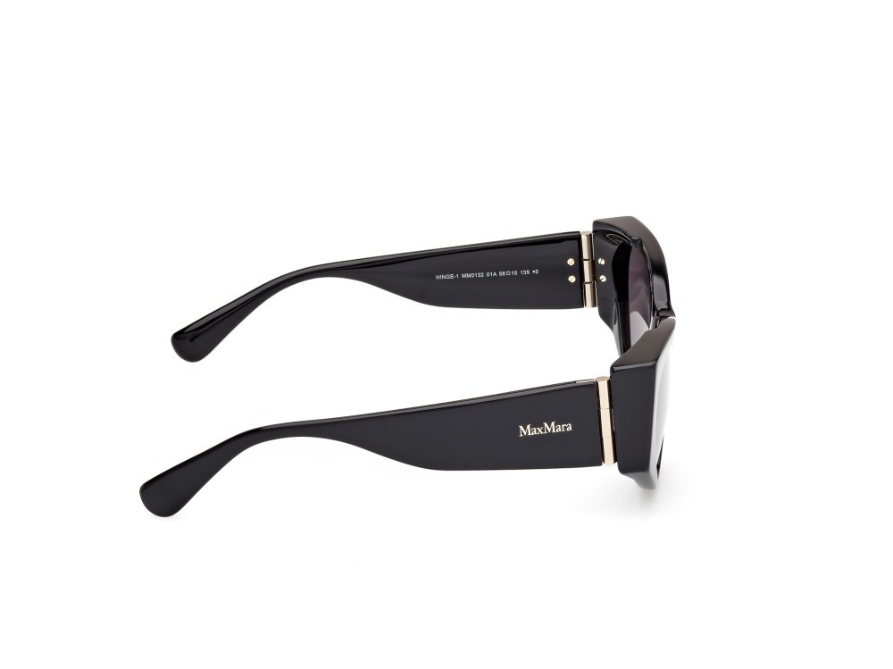 Occhiali da sole MaxMara Hinge-1 MM0132 (01A) colore nero lucido forma cat eye lenti fumo