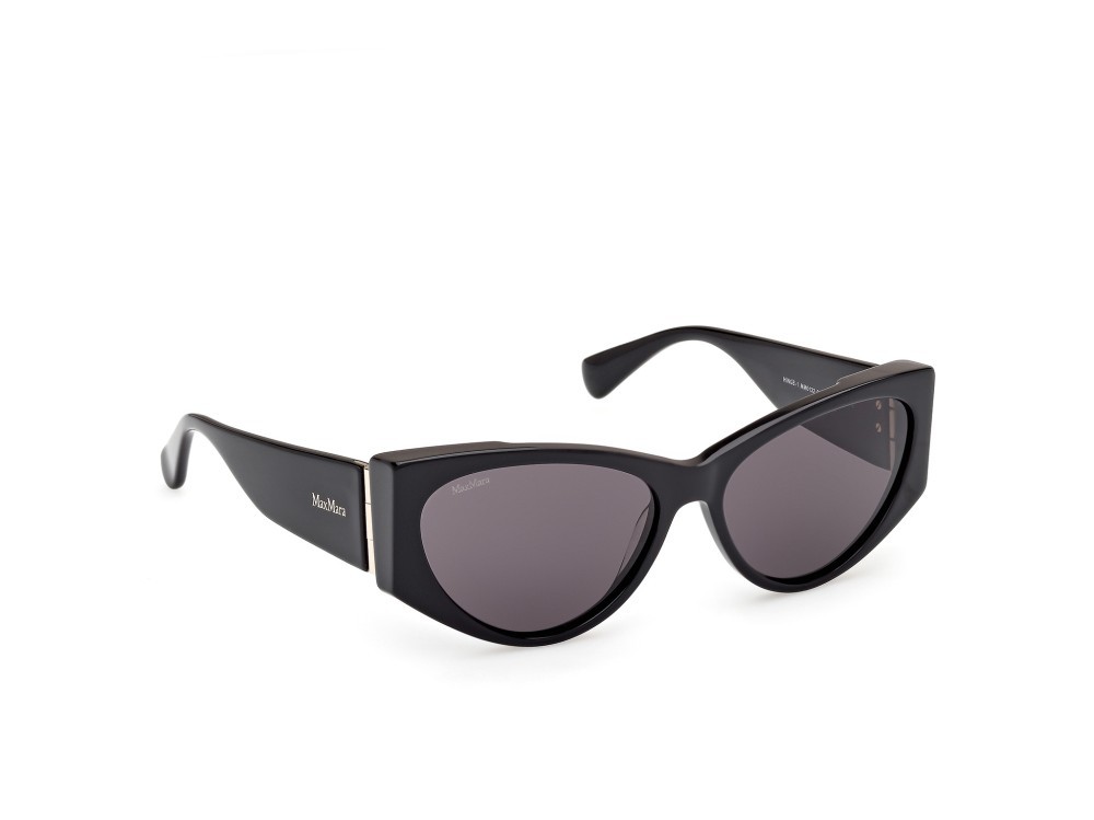 Occhiali da sole MaxMara Hinge-1 MM0132 (01A) colore nero lucido forma cat eye lenti fumo