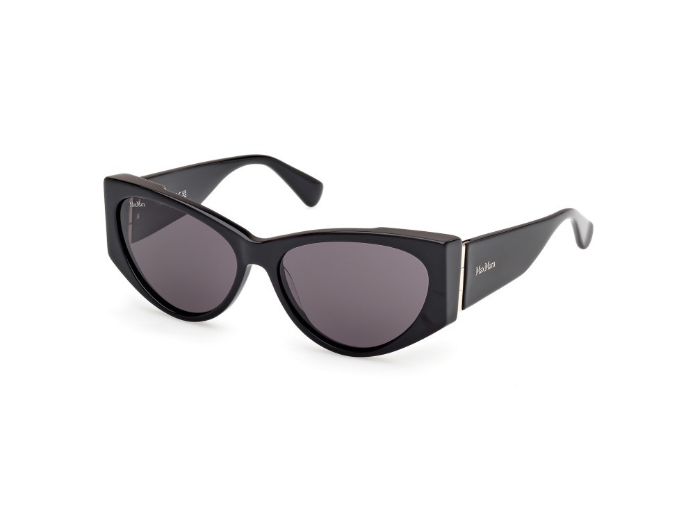 Occhiali da sole MaxMara Hinge-1 MM0132 (01A) colore nero lucido forma cat eye lenti fumo