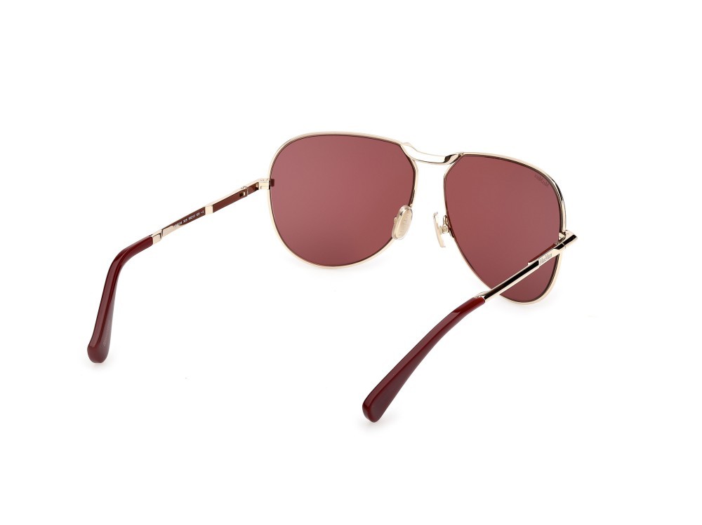 Occhiali da sole MaxMara Miller-2 MM0134 (32S) colore oro pallido lucido forma aviator lenti bordeaux