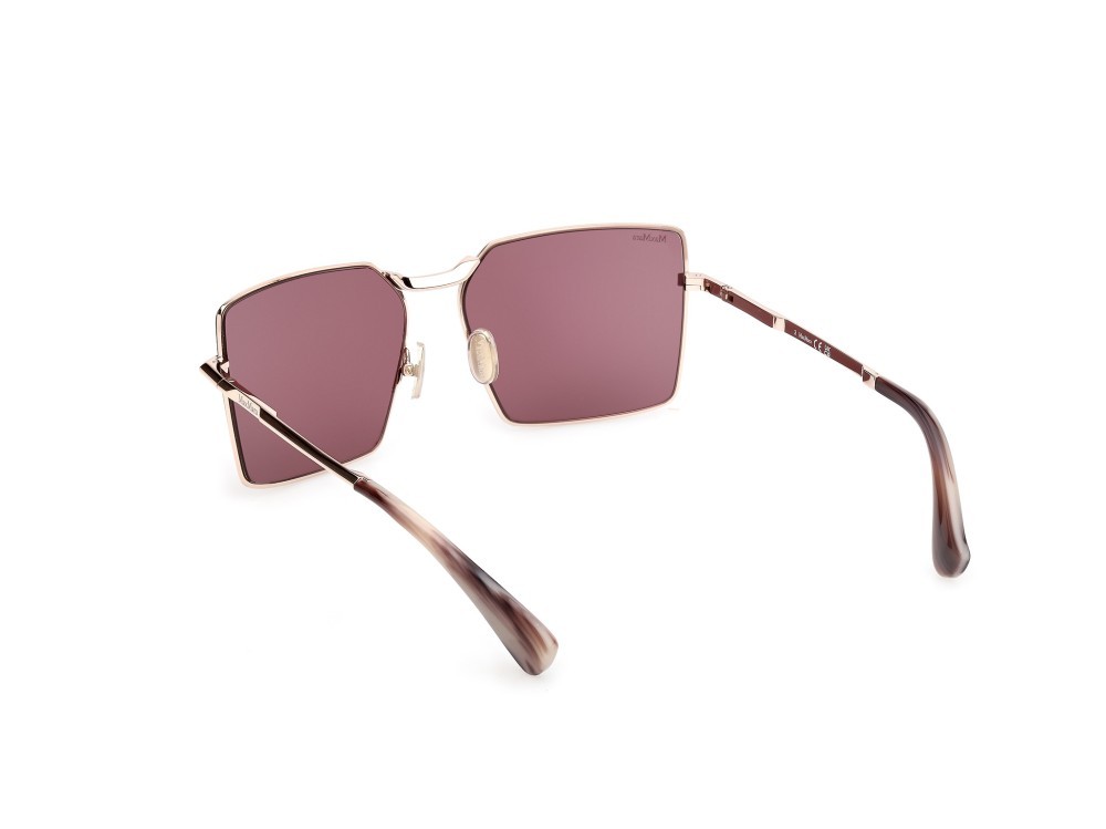 Occhiali da sole MaxMara Miller-3 MM0135 (28Y) colore oro rosé lucido - viola/striato forma rettangolare lenti viola