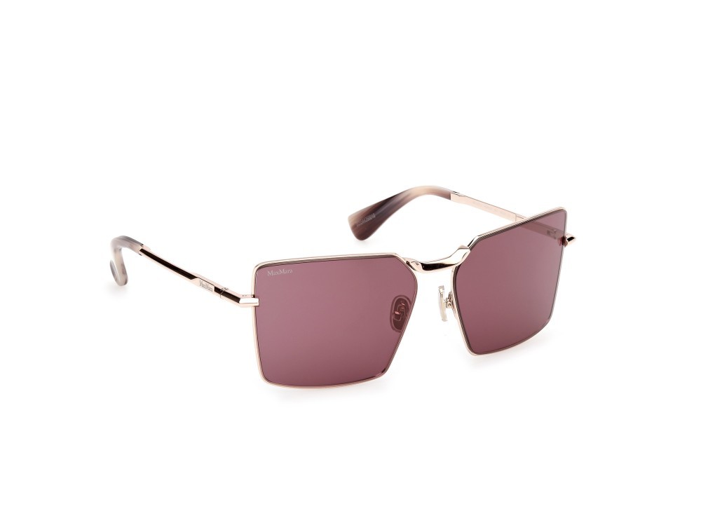 Occhiali da sole MaxMara Miller-3 MM0135 (28Y) colore oro rosé lucido - viola/striato forma rettangolare lenti viola