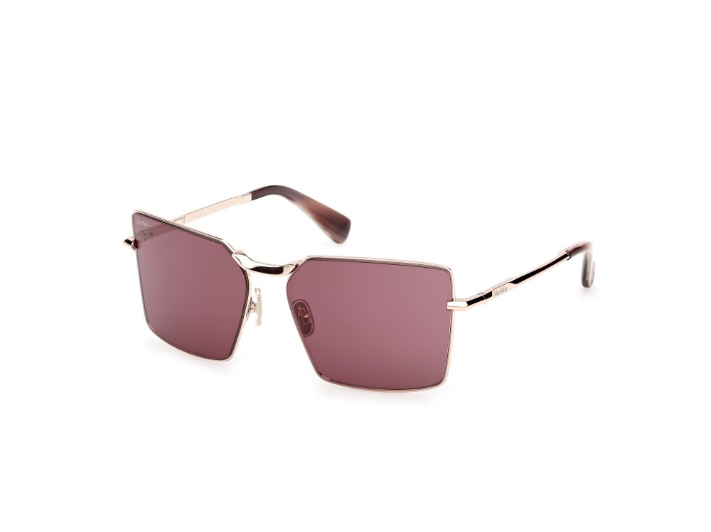 Occhiali da sole MaxMara Miller-3 MM0135 (28Y) colore oro rosé lucido - viola/striato forma rettangolare lenti viola