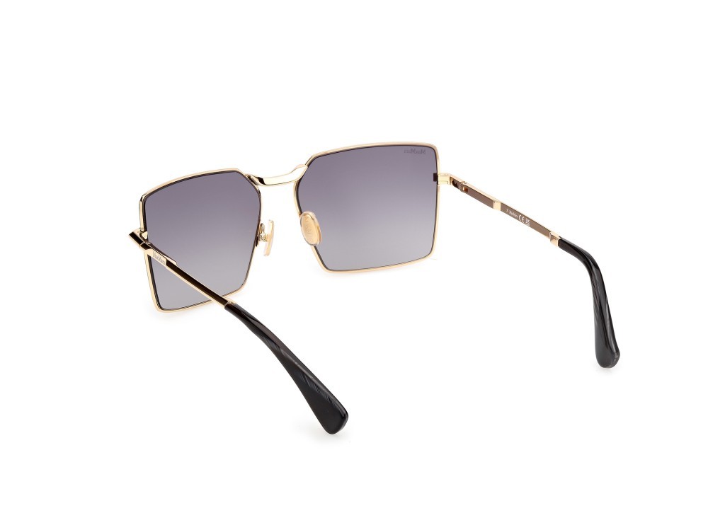 Occhiali da sole MaxMara Miller-3 MM0135 (30B) colore oro endura lucido - nero lucido forma rettangolare lenti fumo grad.