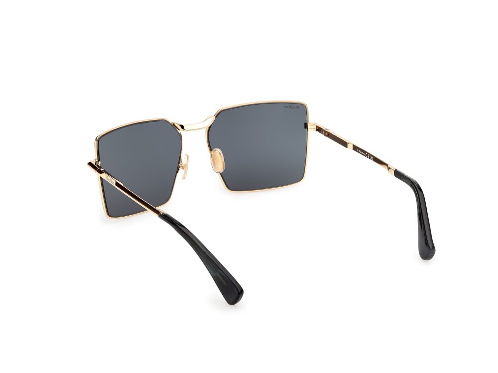 Occhiali da sole MaxMara Miller-3 MM0135 (30N) colore oro endura lucido - verde scuro/striato forma rettangolare lenti verde