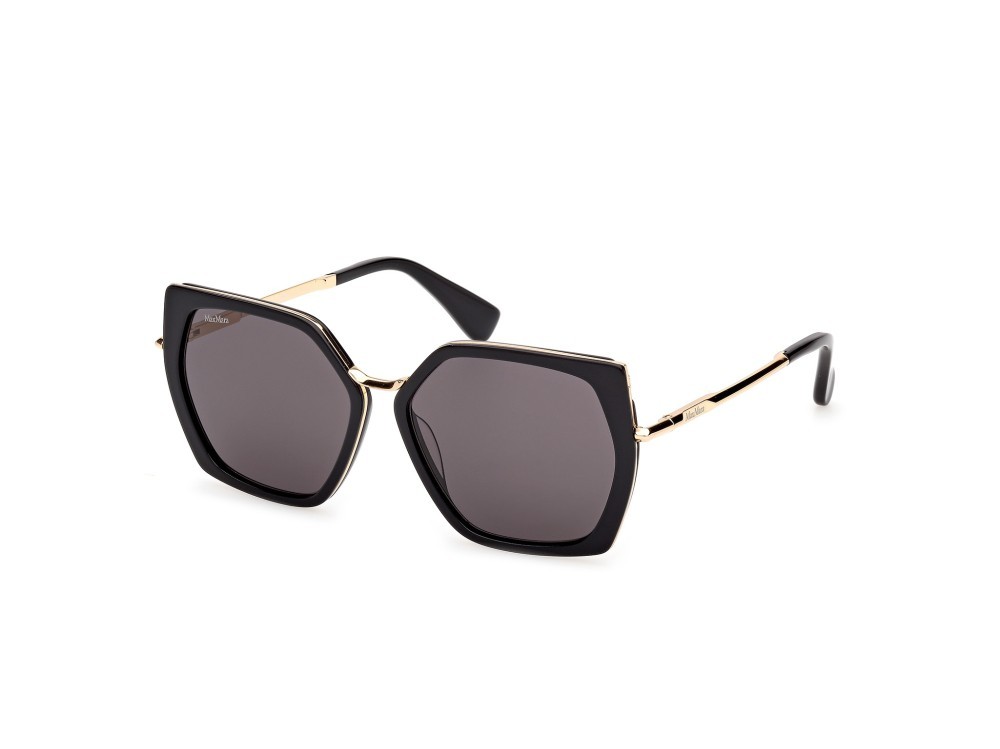 Sonnenbrillen MaxMara Miller-5 MM0136 (01A) farbe nero lucido - oro endura lucido form geometrisch gläser fumo