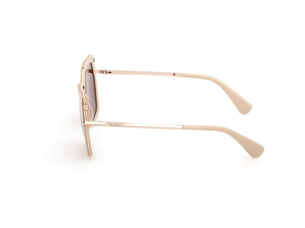 Sonnenbrillen MaxMara Miller-5 MM0136 (25E) farbe avorio lucido - oro rosé lucido form geometrisch gläser marrone
