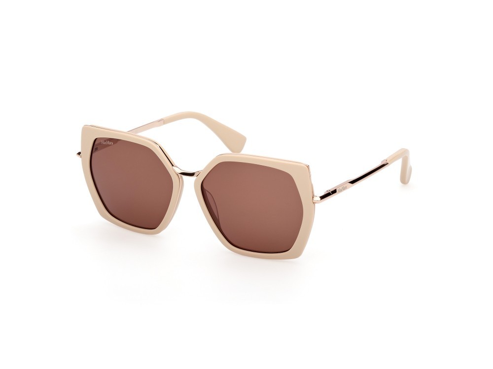 Sonnenbrillen MaxMara Miller-5 MM0136 (25E) farbe avorio lucido - oro rosé lucido form geometrisch gläser marrone