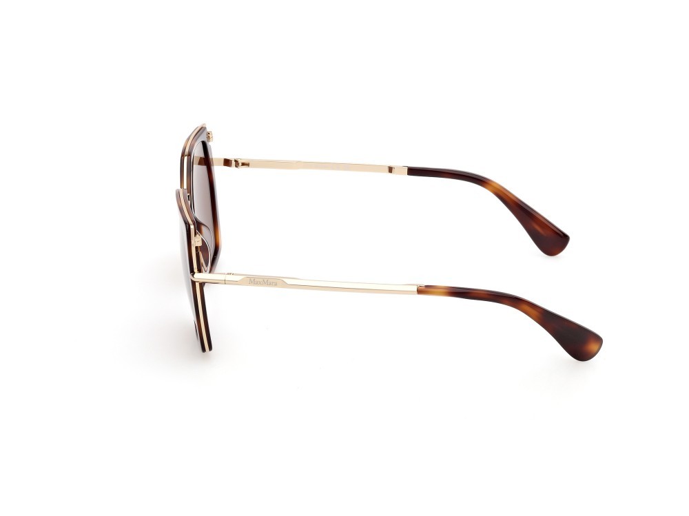 Occhiali da sole MaxMara Miller-5 MM0136 (52E) colore avana scura - oro pallido lucido forma geometrico lenti marrone