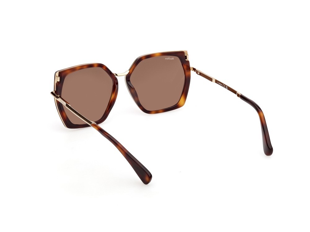 Occhiali da sole MaxMara Miller-5 MM0136 (52E) colore avana scura - oro pallido lucido forma geometrico lenti marrone