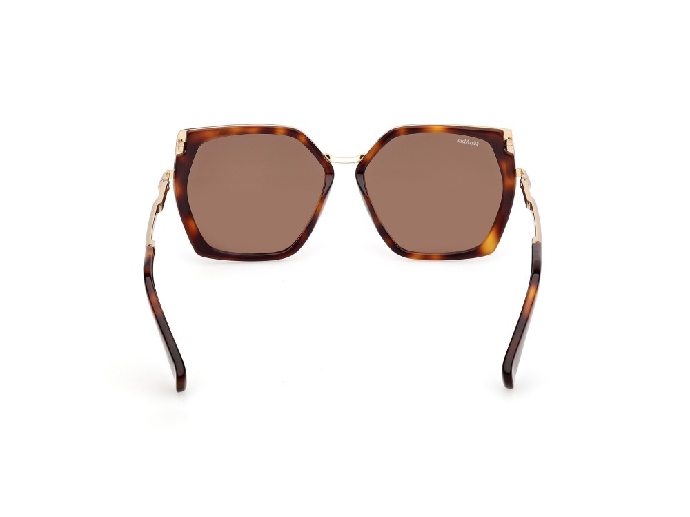 Occhiali da sole MaxMara Miller-5 MM0136 (52E) colore avana scura - oro pallido lucido forma geometrico lenti marrone