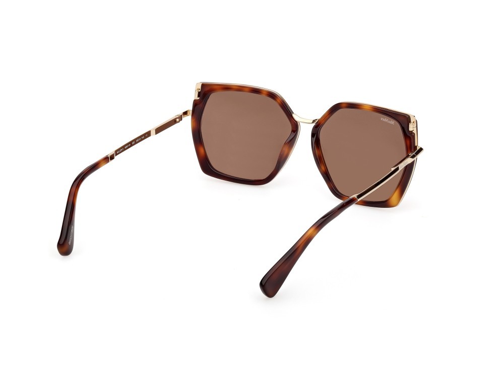 Occhiali da sole MaxMara Miller-5 MM0136 (52E) colore avana scura - oro pallido lucido forma geometrico lenti marrone