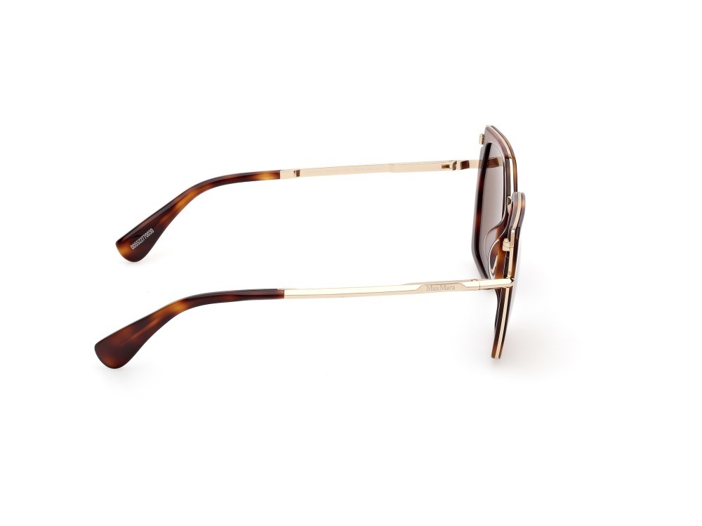 Occhiali da sole MaxMara Miller-5 MM0136 (52E) colore avana scura - oro pallido lucido forma geometrico lenti marrone