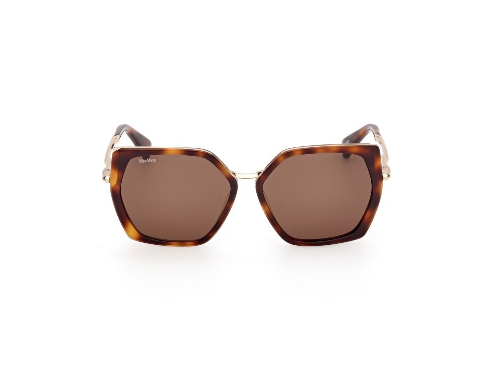 Occhiali da sole MaxMara Miller-5 MM0136 (52E) colore avana scura - oro pallido lucido forma geometrico lenti marrone