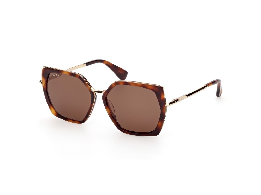 Occhiali da sole MaxMara Miller-5 MM0136 (52E) colore avana scura - oro pallido lucido forma geometrico lenti marrone