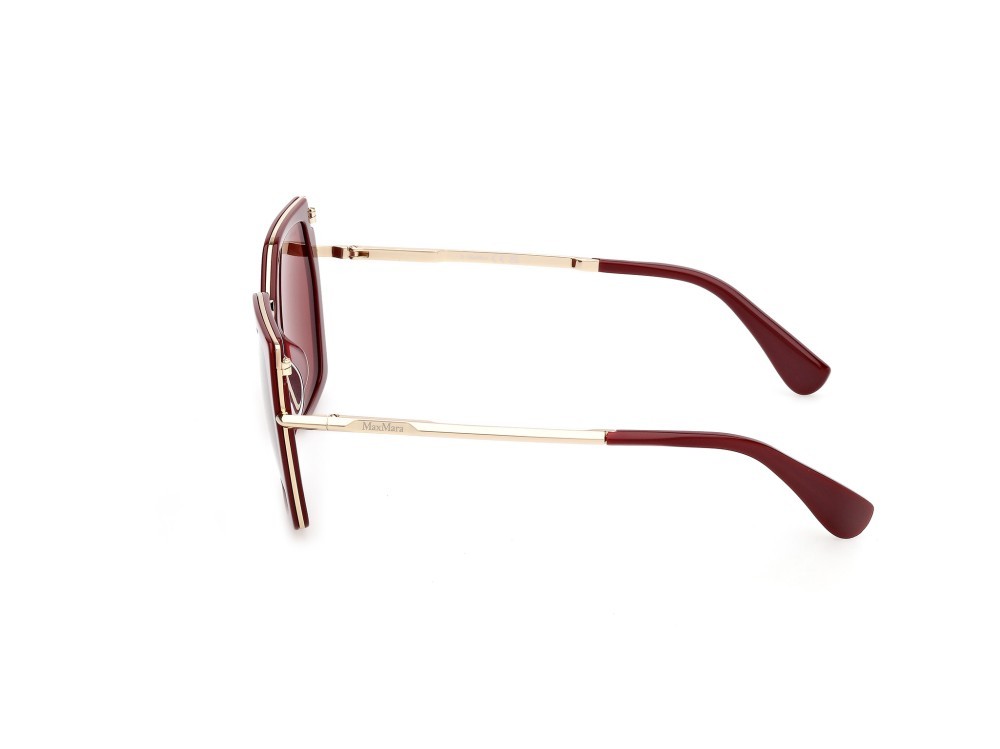 Occhiali da sole MaxMara Miller-5 MM0136 (69S) colore bordeaux lucido - oro pallido lucido forma geometrico lenti bordeaux