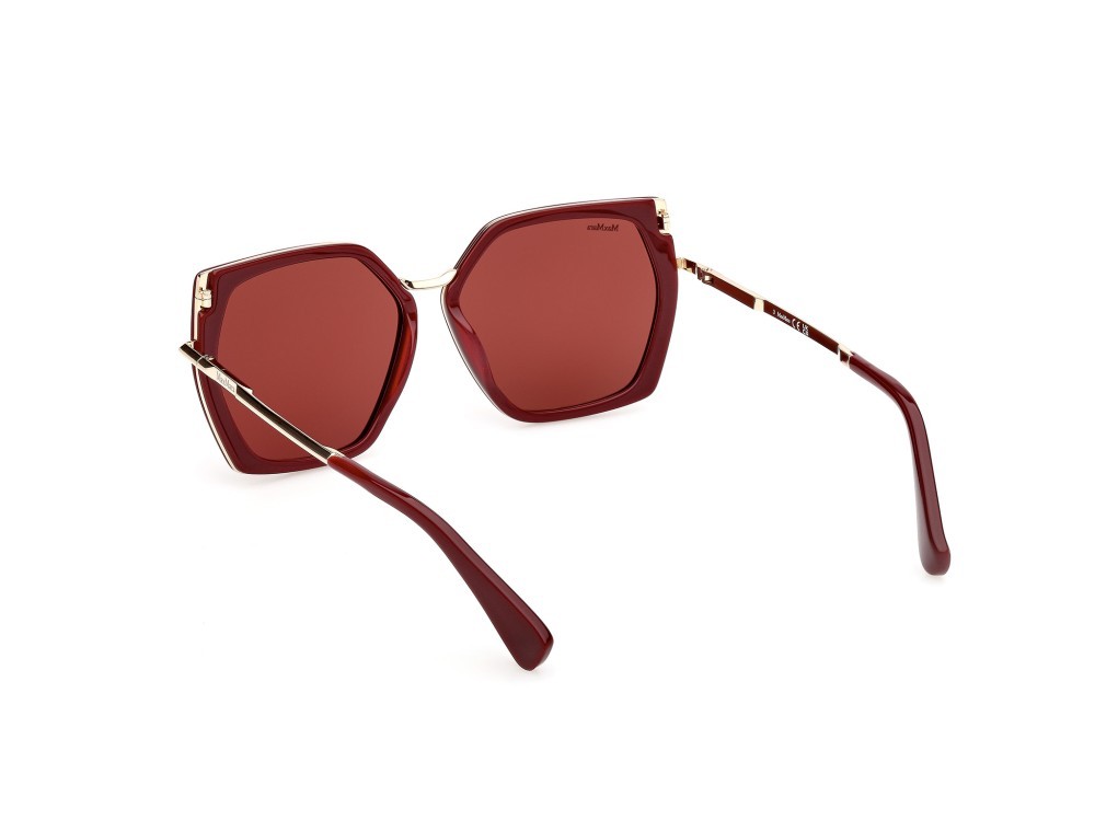 Occhiali da sole MaxMara Miller-5 MM0136 (69S) colore bordeaux lucido - oro pallido lucido forma geometrico lenti bordeaux