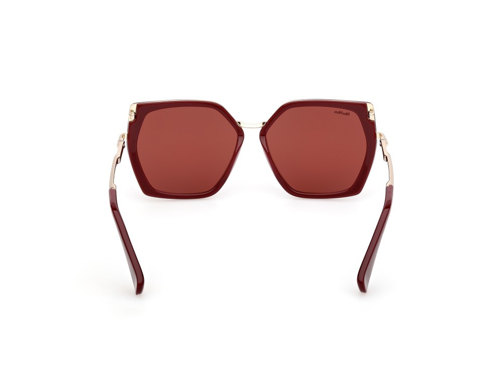 Occhiali da sole MaxMara Miller-5 MM0136 (69S) colore bordeaux lucido - oro pallido lucido forma geometrico lenti bordeaux
