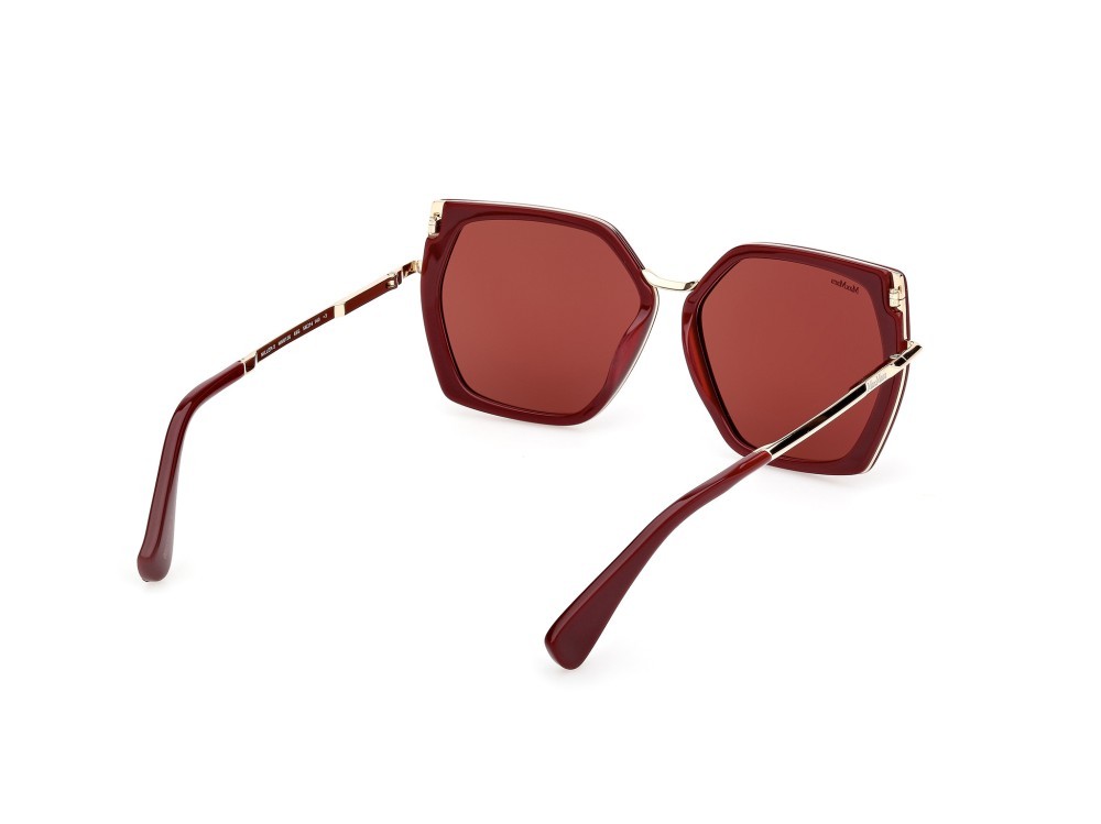 Occhiali da sole MaxMara Miller-5 MM0136 (69S) colore bordeaux lucido - oro pallido lucido forma geometrico lenti bordeaux