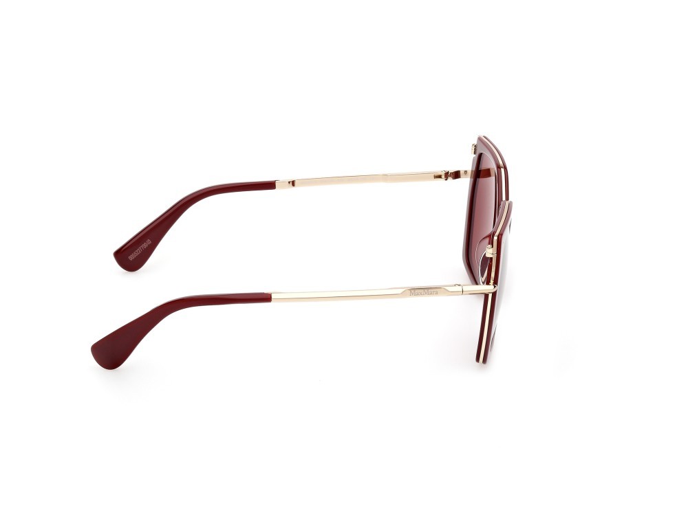 Occhiali da sole MaxMara Miller-5 MM0136 (69S) colore bordeaux lucido - oro pallido lucido forma geometrico lenti bordeaux
