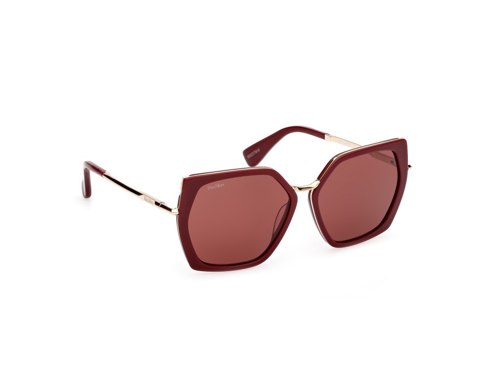 Occhiali da sole MaxMara Miller-5 MM0136 (69S) colore bordeaux lucido - oro pallido lucido forma geometrico lenti bordeaux