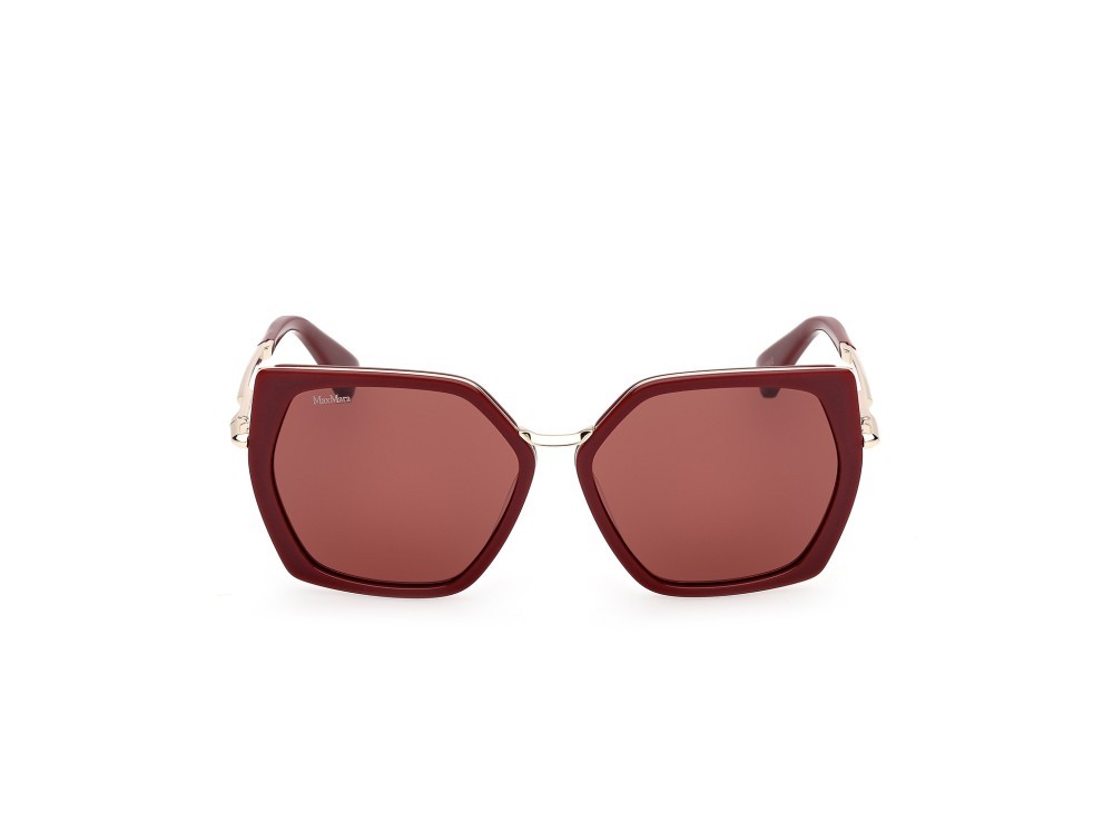 Occhiali da sole MaxMara Miller-5 MM0136 (69S) colore bordeaux lucido - oro pallido lucido forma geometrico lenti bordeaux