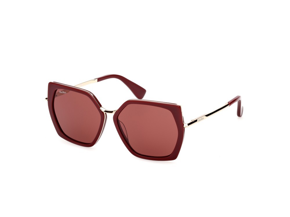 Occhiali da sole MaxMara Miller-5 MM0136 (69S) colore bordeaux lucido - oro pallido lucido forma geometrico lenti bordeaux