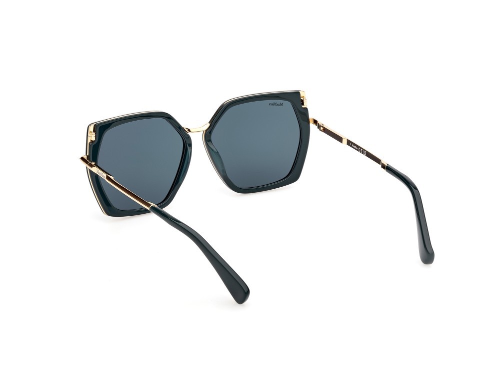 Occhiali da sole MaxMara Miller-5 MM0136 (96N) colore verde scuro lucido - oro endura lucido forma geometrico lenti verde