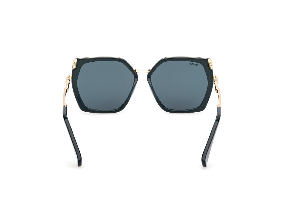 Occhiali da sole MaxMara Miller-5 MM0136 (96N) colore verde scuro lucido - oro endura lucido forma geometrico lenti verde