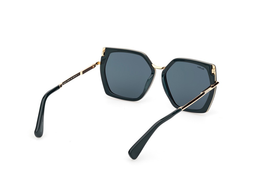 Occhiali da sole MaxMara Miller-5 MM0136 (96N) colore verde scuro lucido - oro endura lucido forma geometrico lenti verde