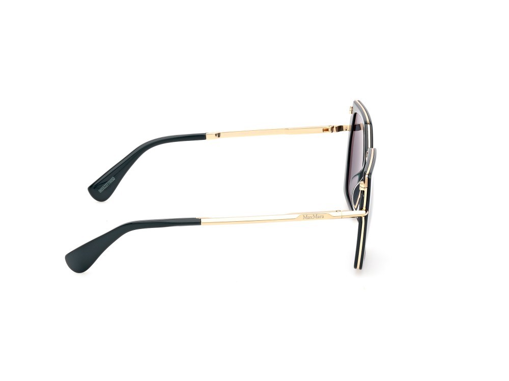 Occhiali da sole MaxMara Miller-5 MM0136 (96N) colore verde scuro lucido - oro endura lucido forma geometrico lenti verde
