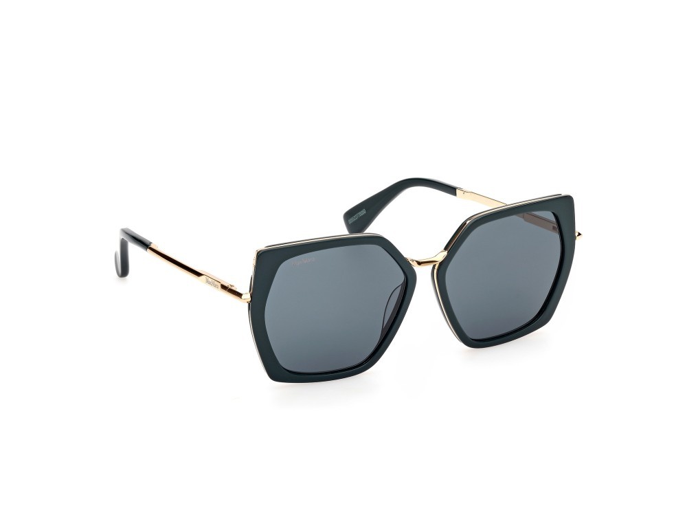 Occhiali da sole MaxMara Miller-5 MM0136 (96N) colore verde scuro lucido - oro endura lucido forma geometrico lenti verde