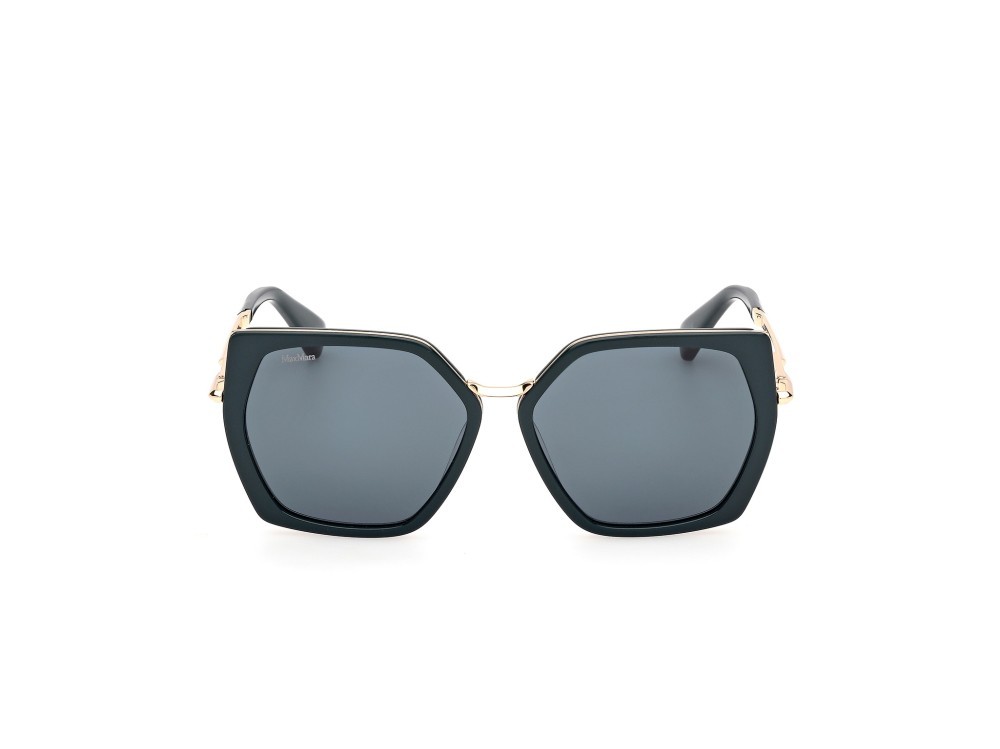 Occhiali da sole MaxMara Miller-5 MM0136 (96N) colore verde scuro lucido - oro endura lucido forma geometrico lenti verde