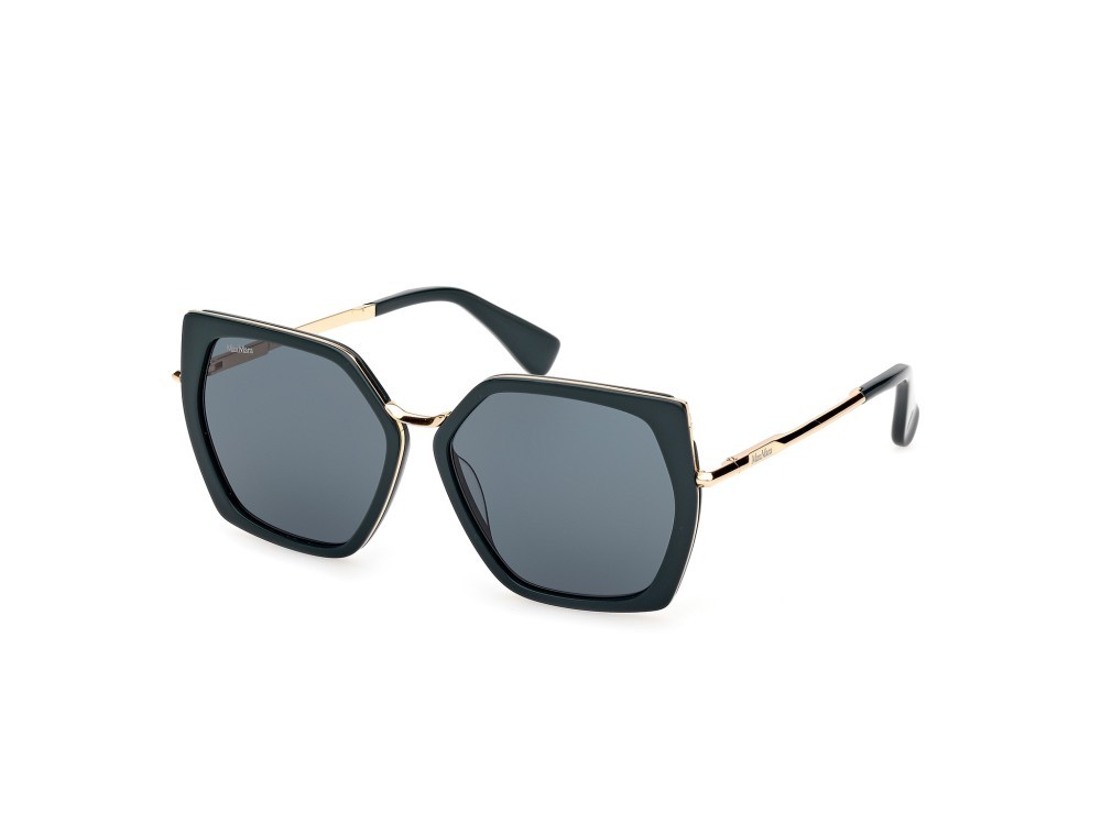 Occhiali da sole MaxMara Miller-5 MM0136 (96N) colore verde scuro lucido - oro endura lucido forma geometrico lenti verde