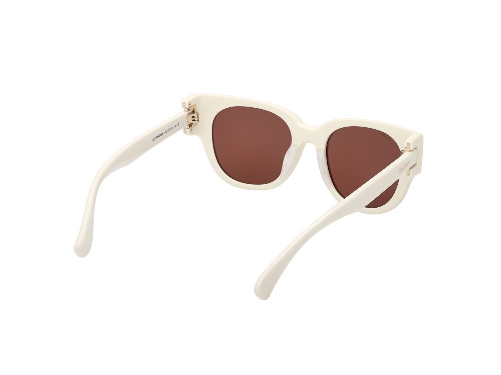 Occhiali da sole MaxMara Clip MM0138 (21E) colore bianco lucido  forma rotondo lenti marrone