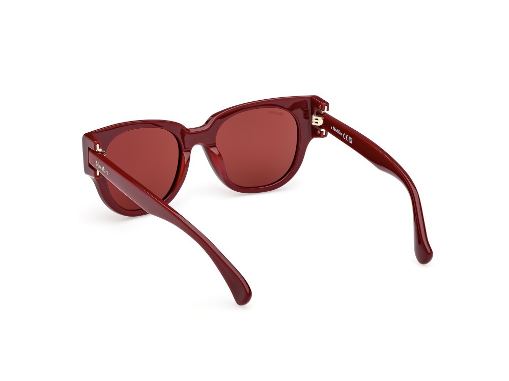 Occhiali da sole MaxMara Clip MM0138 (69S) colore bordeaux lucido forma rotondo lenti bordeaux
