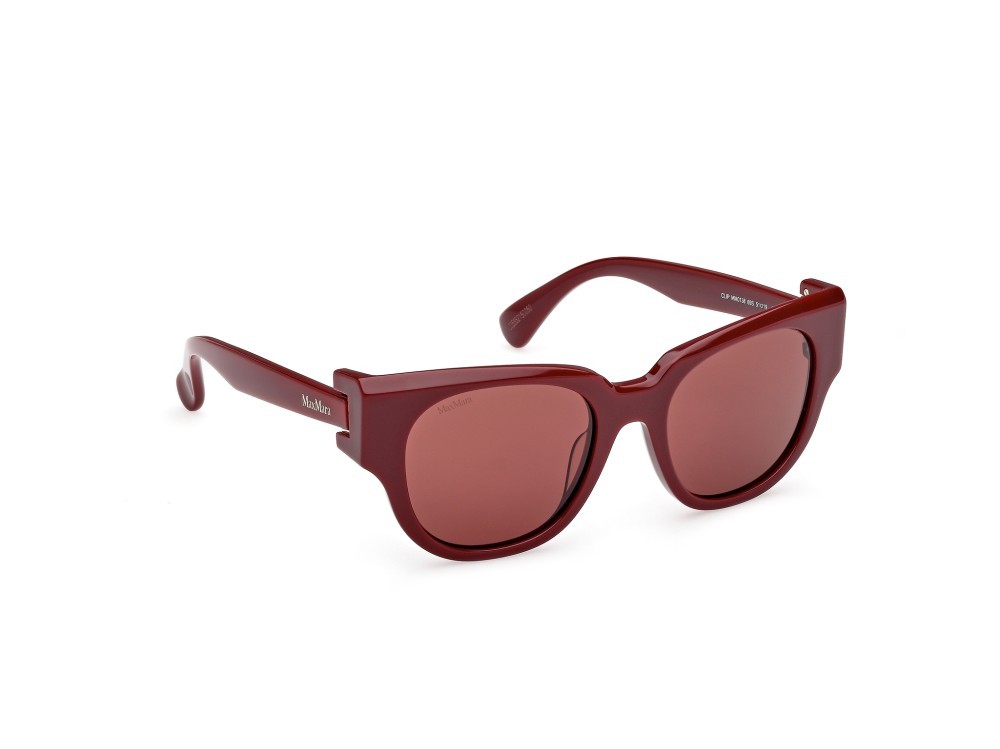 Occhiali da sole MaxMara Clip MM0138 (69S) colore bordeaux lucido forma rotondo lenti bordeaux
