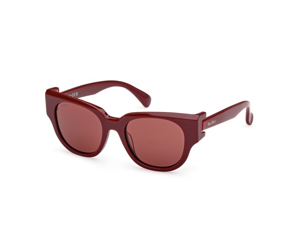Occhiali da sole MaxMara Clip MM0138 (69S) colore bordeaux lucido forma rotondo lenti bordeaux