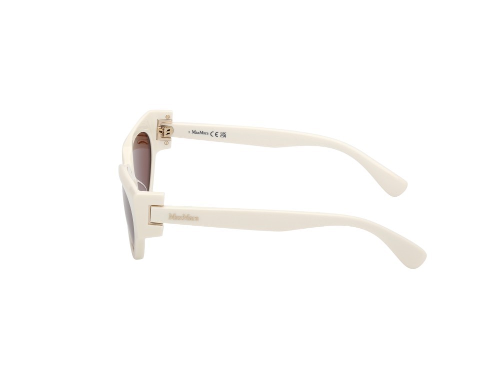 Occhiali da sole MaxMara Clip-1 MM0139 (21E) colore bianco lucido forma cat eye lenti marrone