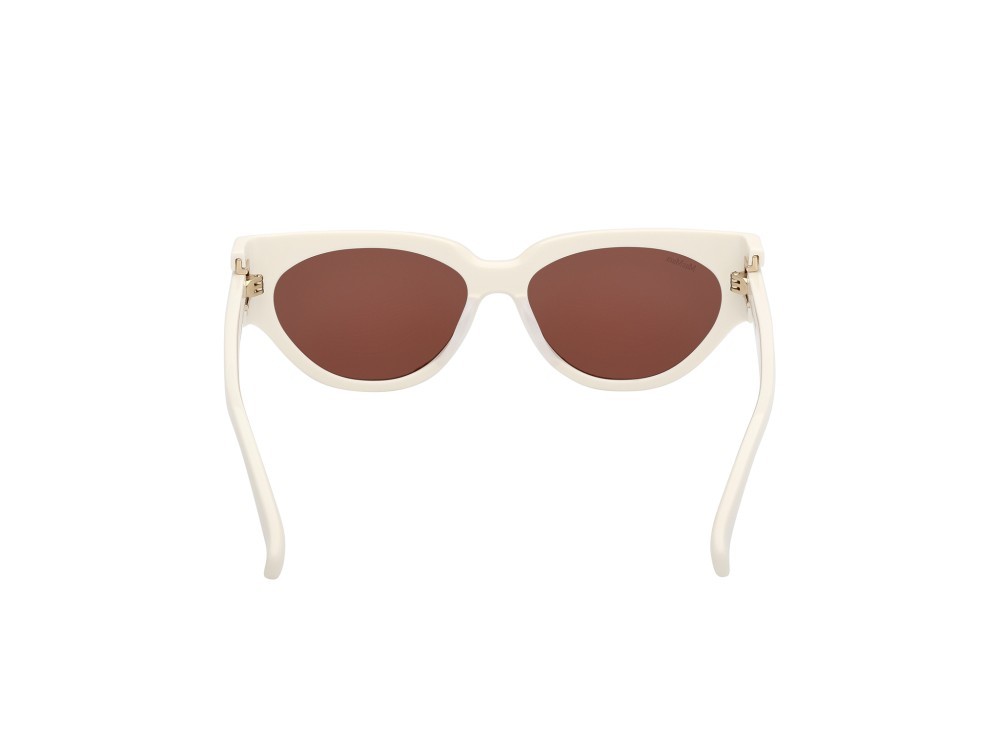Occhiali da sole MaxMara Clip-1 MM0139 (21E) colore bianco lucido forma cat eye lenti marrone